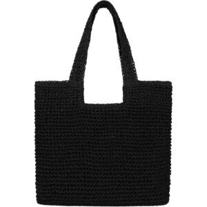 Women's A-black Large Straw Beach Bag Handmade Woven Shoulder Hobo Tote Handbag